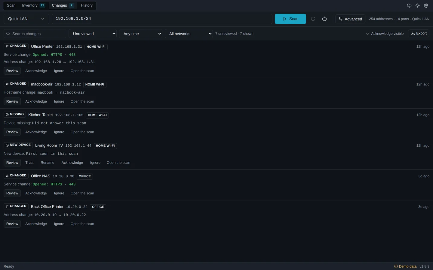 ArcScan change review in the actual desktop app